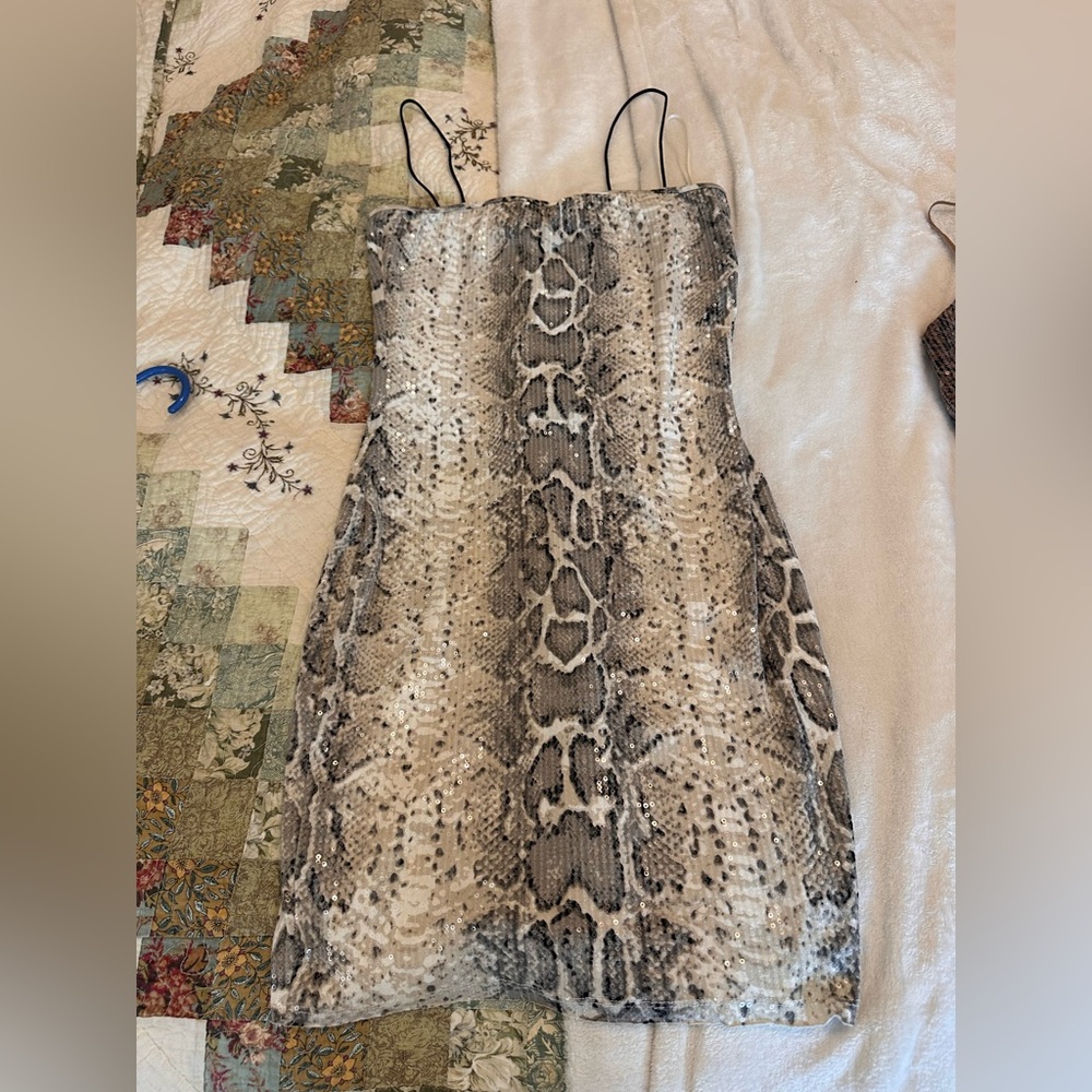 Snake print mini dress